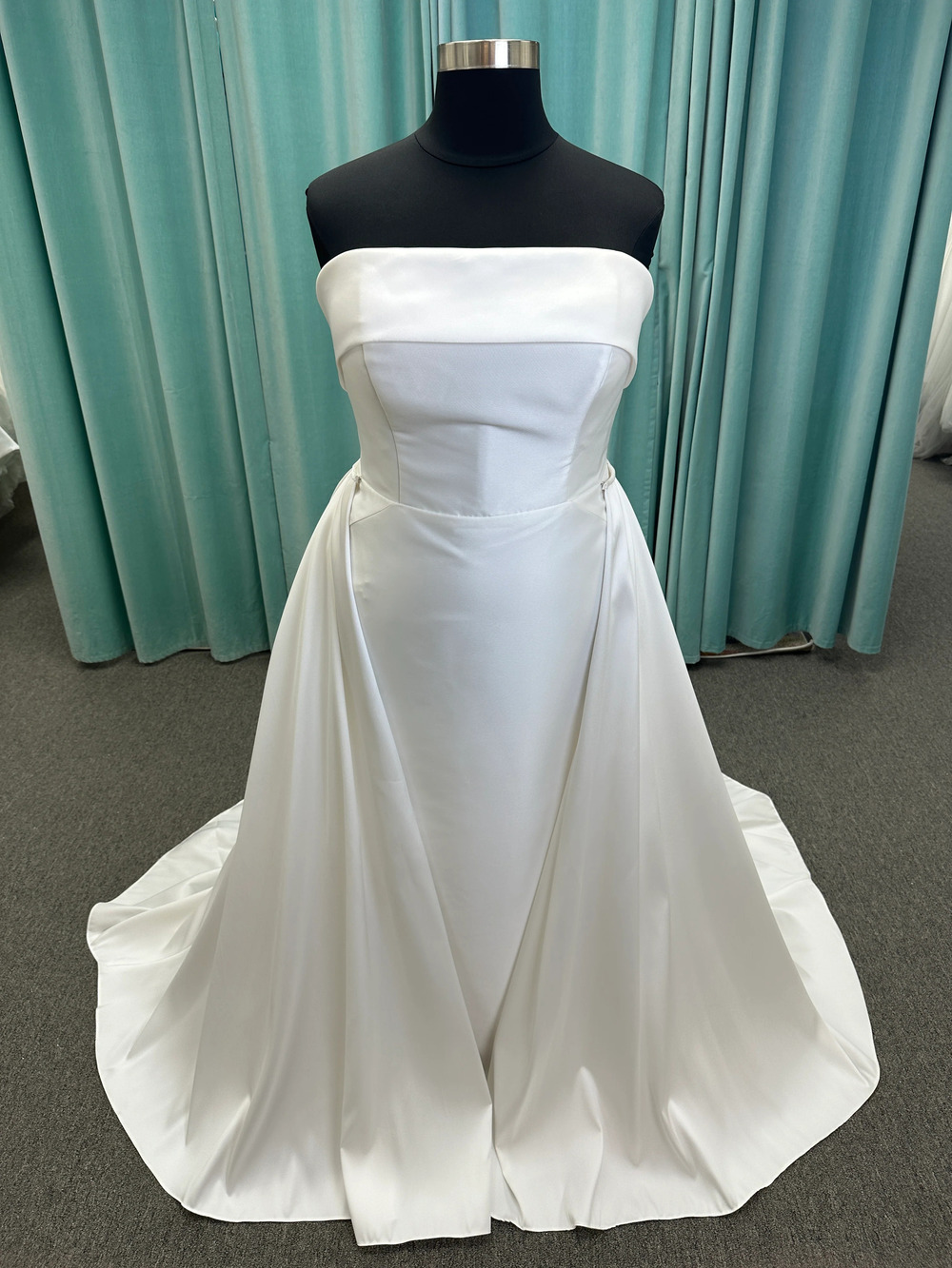 Oh Darling Strapless Satin Sheath Wedding Dress with Statement Bow and